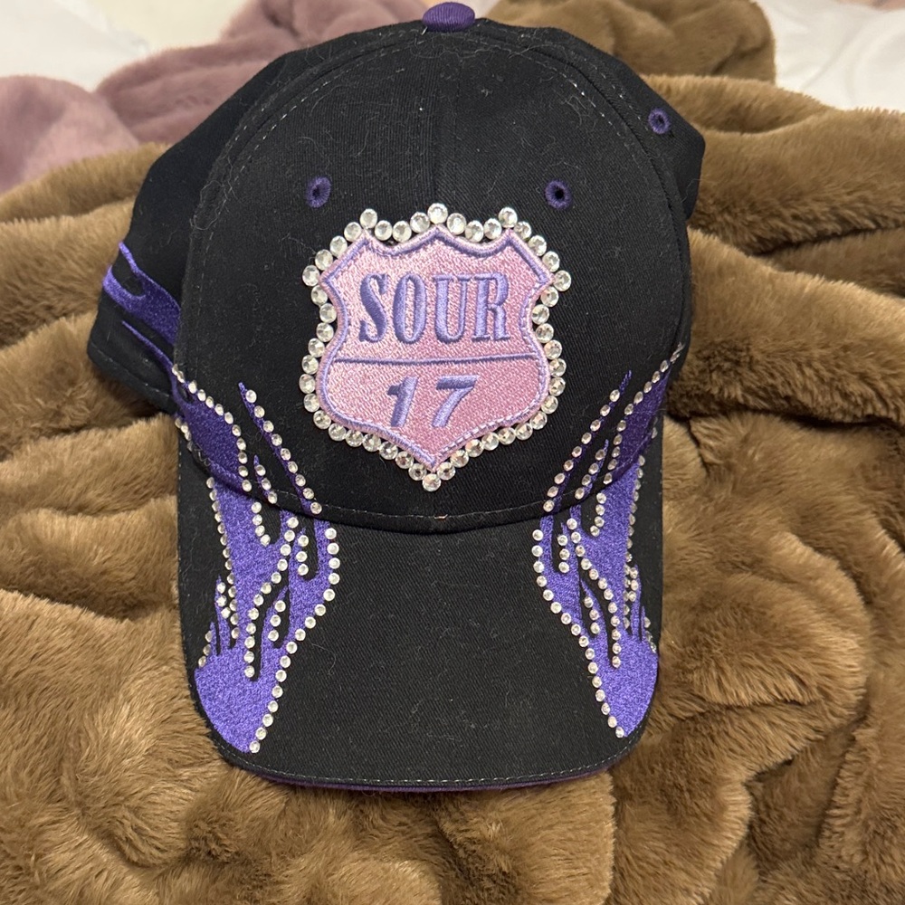 RARE Olivia Rodrigo Black and Purple SOUR 17 Embellished Cap